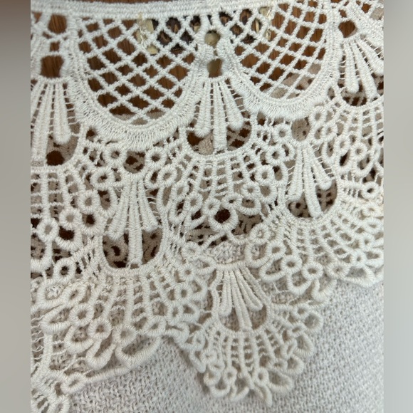 Democracy crochet sweater Large long sleeve top knit sweater lace crochet detail - Picture 6 of 14